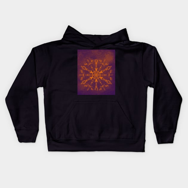 Fire wheel kaleidoscope Kids Hoodie by hereswendy